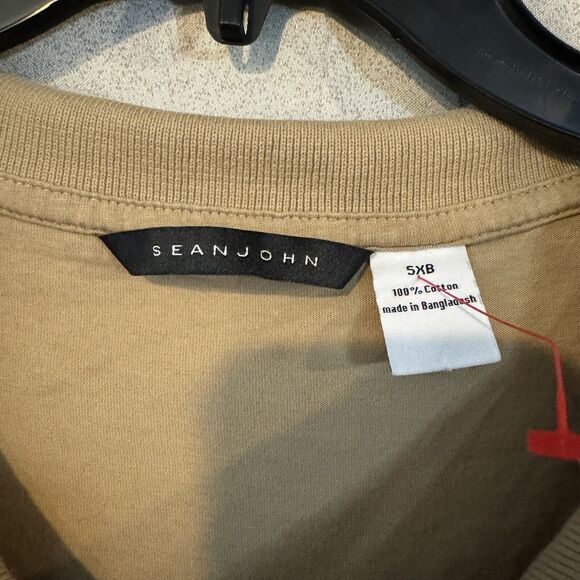 Sean John Men's Crest Polo Shirt 5XB Big Tall Brown White Short Sleeve Casual - Picture 3 of 6